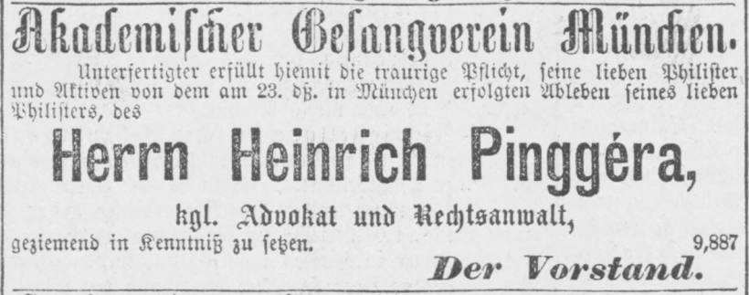 Todesanzeige für Heinrich Pinggéra