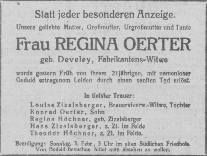 Todesanzeige für Regina Örter