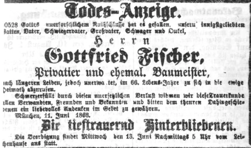 Todesanzeige für Gottfried Fischer