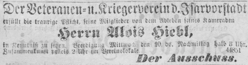 Todesanzeige für Alois Hiebl