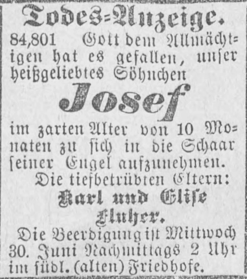 Todesanzeige für Josef Fluher