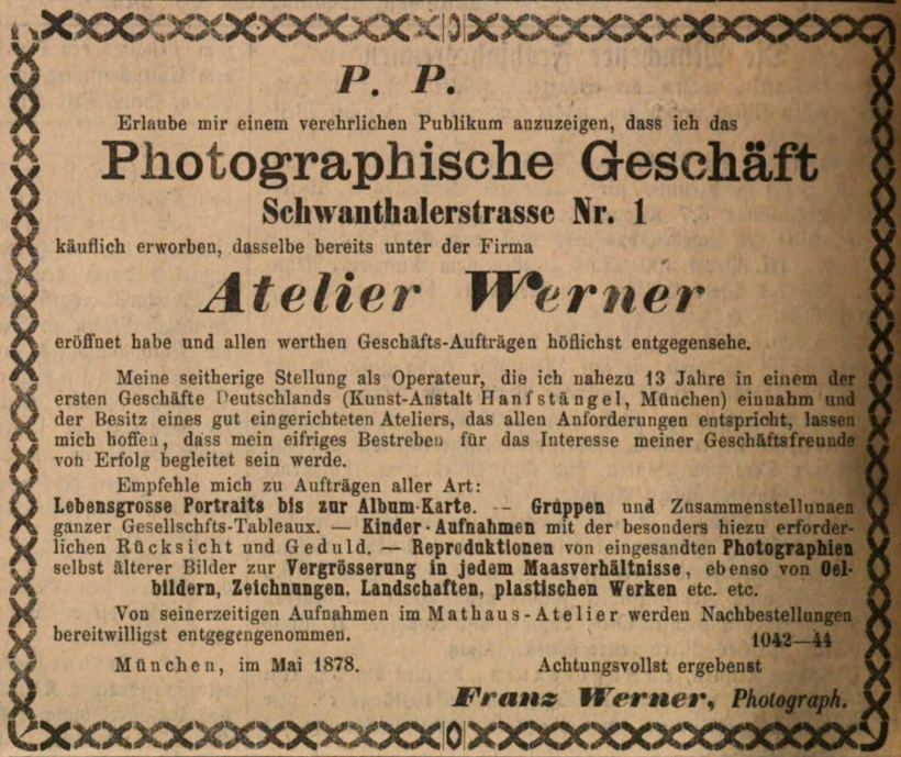 Annonce in »Der Bayerische Landbote« Nr. 122
