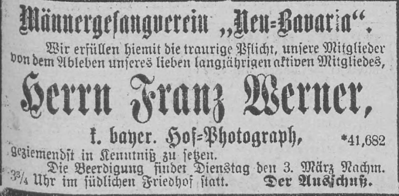 Todesanzeige für Franz Werner