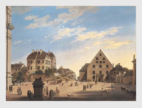 Domenico Quaglio: Die Alte Reitschule mit dem Café Tambosi im Jahr 1822