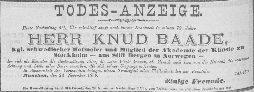 Todesanzeige für Knud Baade