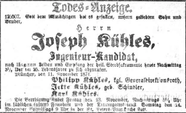 Todesanzeige für Josef Kühles