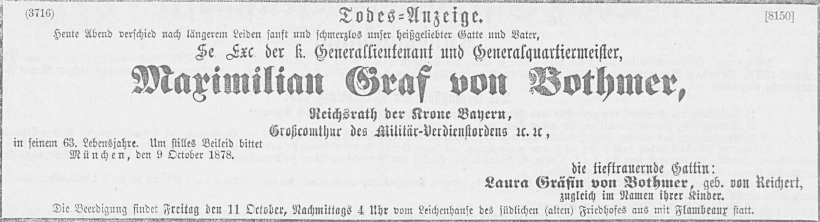 Todesanzeige für Maximilian von Bothmer