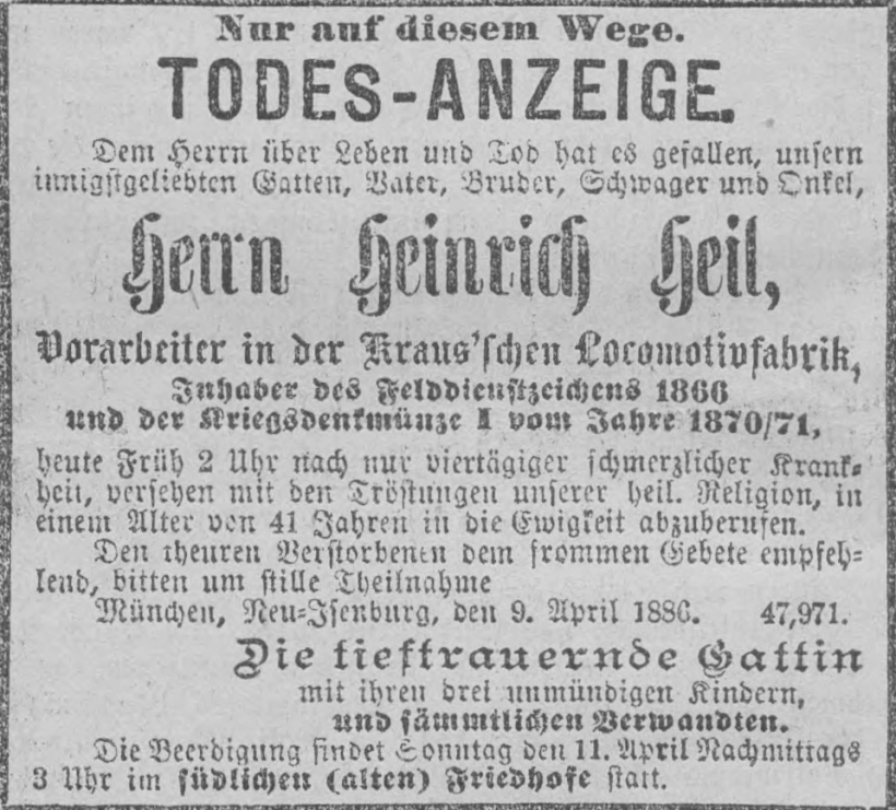 Todesanzeige für Heinrich Heil