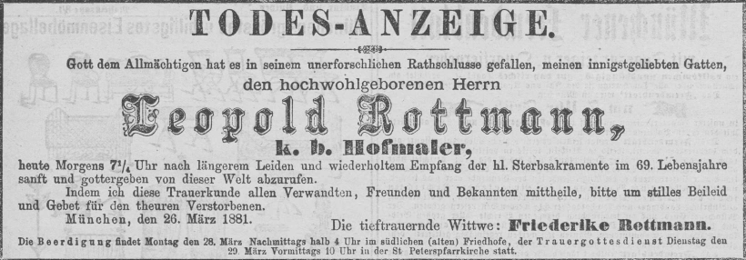 Todesanzeige für Leopold Rottmann