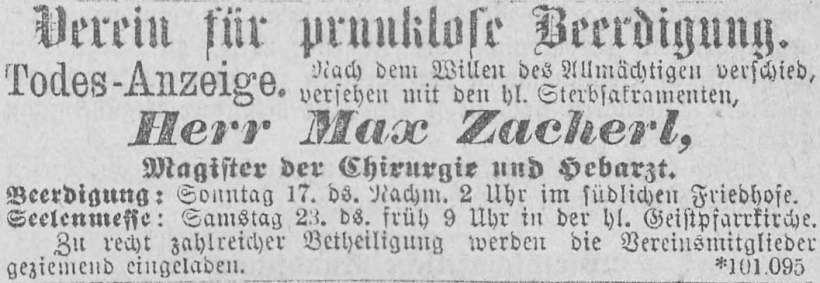 Todesanzeige für Max Zacherl