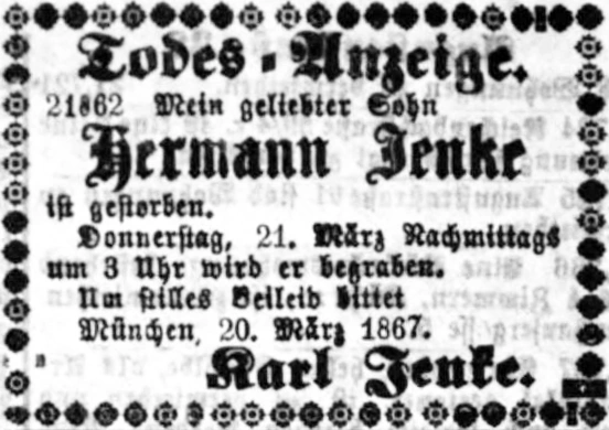 Todesanzeige für Hermann Jenke