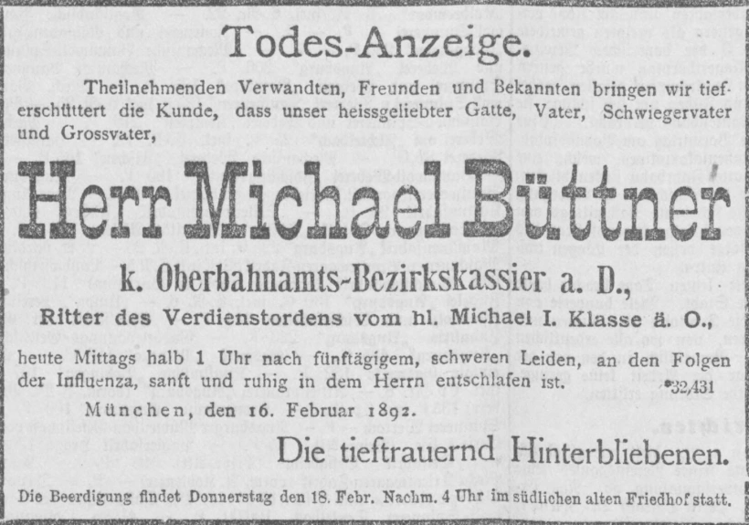 Todesanzeige für Michael Büttner