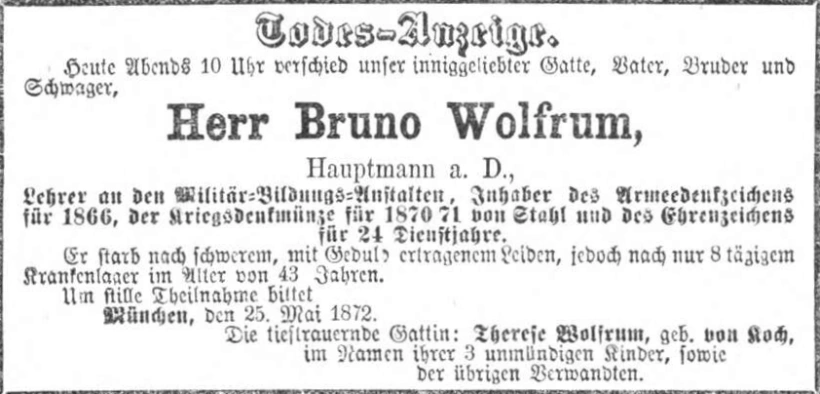 Todesanzeige für Bruno Wolfrum