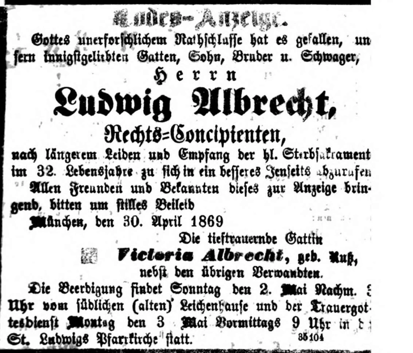 Todesanzeige für Ludwig Albrecht