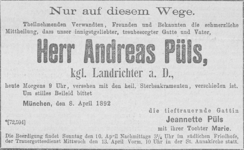 Todesanzeige für Andreas Püls