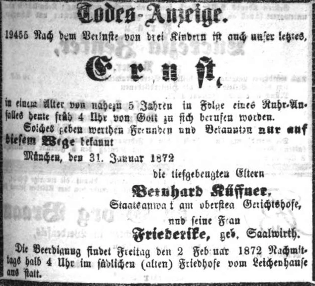 Todesanzeige für Ernst Küffner