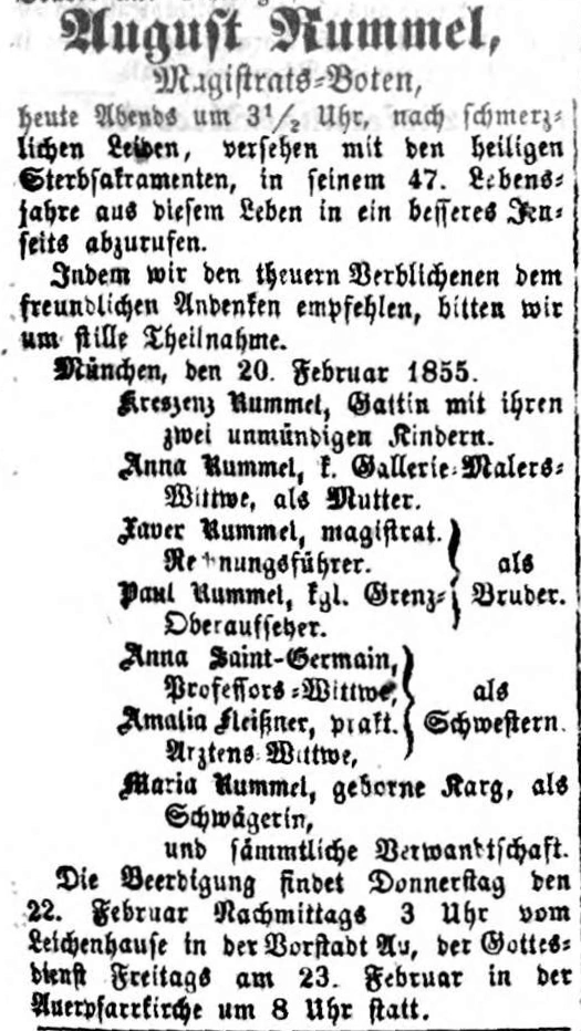 Todesanzeige für August Rummel